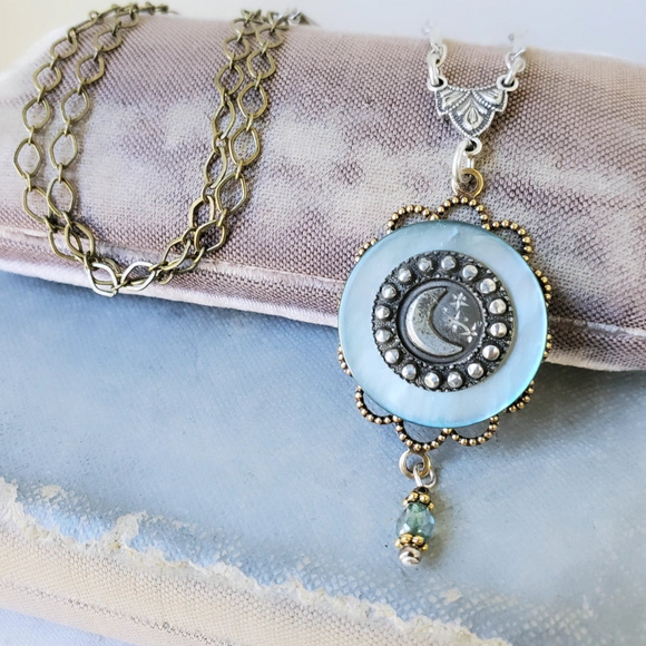 1880's Paris Moon and Stars Button Necklace