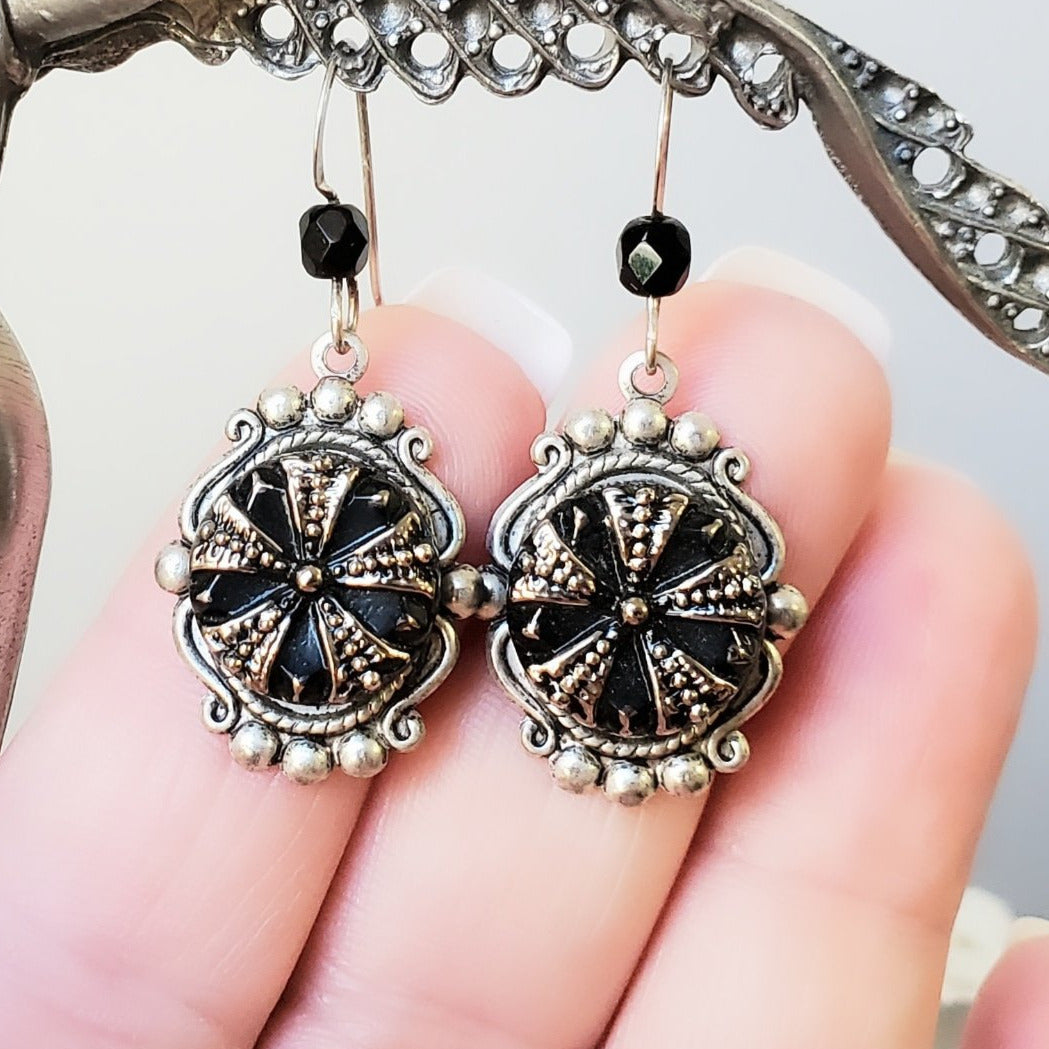 Glass button earrings Clearance