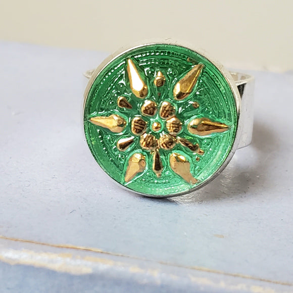 Glass Button Ring