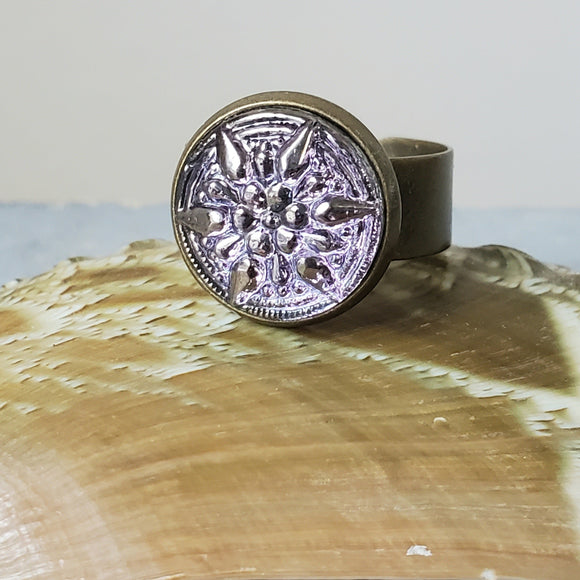 Glass Button Ring