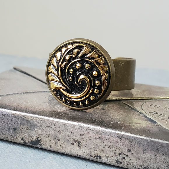 Glass Button Ring