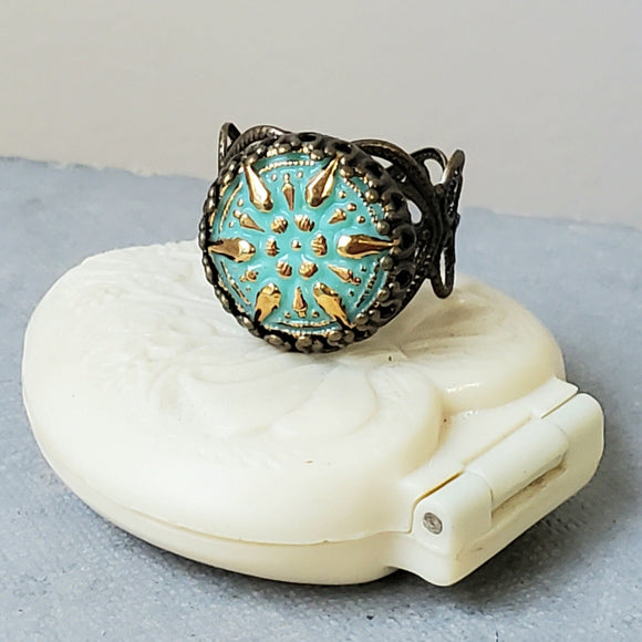 Glass Button Ring