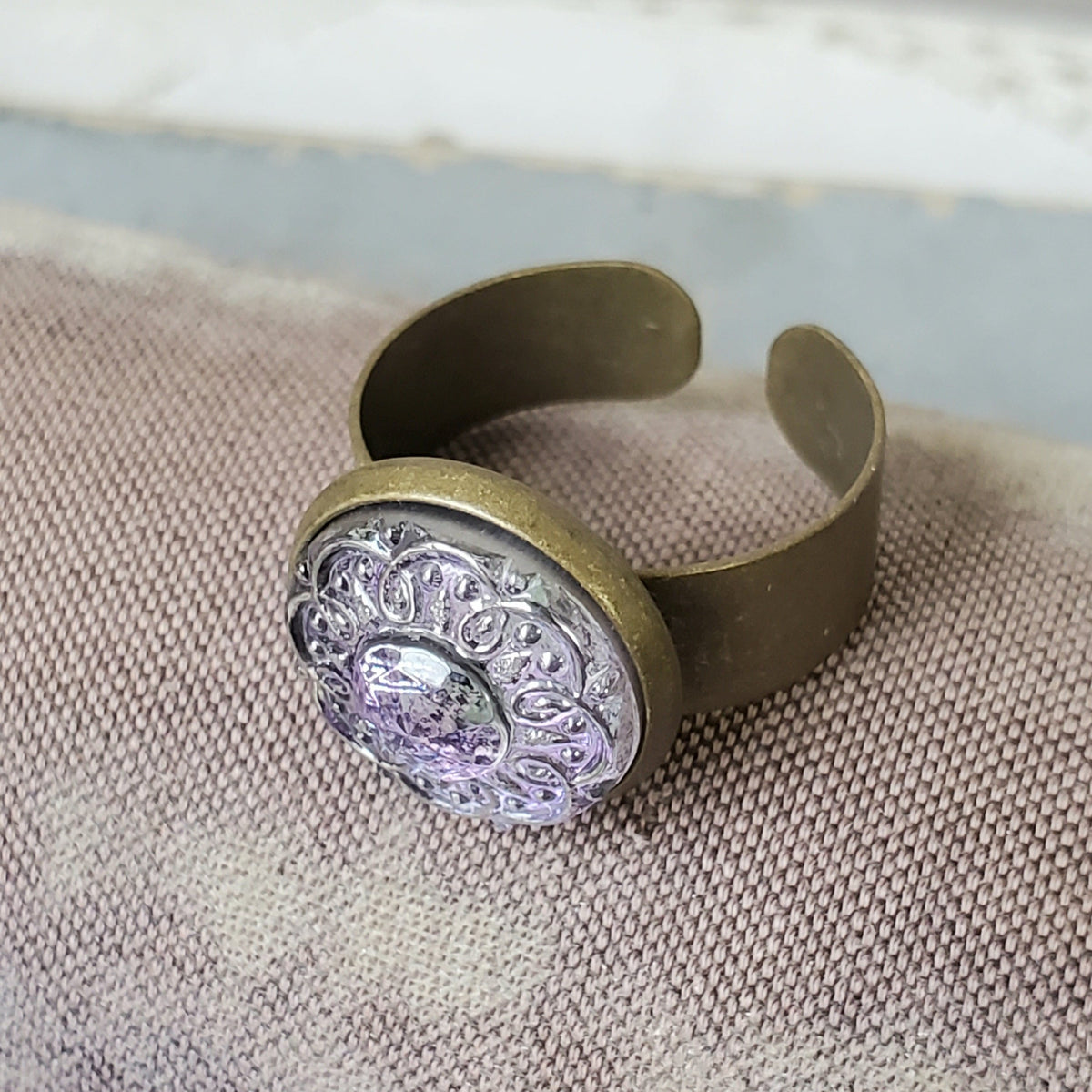 Glass Button Ring – Vintage Button Jewelry By Krista Moss