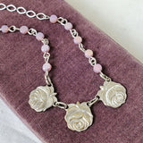 1930's Vintage Sterling Silver Roses Necklace