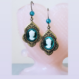 1940's Vintage Glass Cameo Earrings