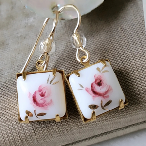 Vintage Rose Cameo Earrings