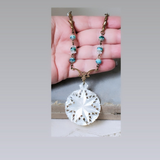 1940's Mother of Pearl Star Pendant Long Necklace