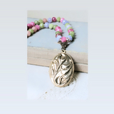 Vintage Calla Lilly Locket Long Necklace