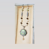 Vintage Czechoslovakian Glass Button Long Necklace