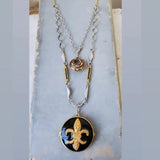 Vintage Fleur Di Lis Locket Long Necklace