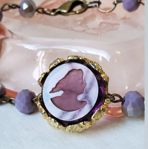 Vintage Amethyst Intaglio Cameo Bracelet