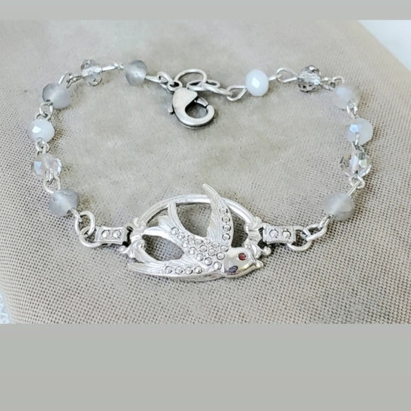 Vintage Sterling Silver & Marcasite Bird Bracelet