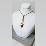 Vintage Rhinestone Heart and Hand Necklace