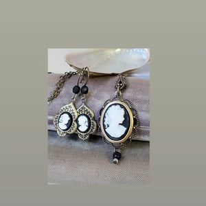 Cameo Earrings and Necklace Set