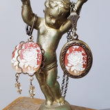 Vintage Floral Cameo Necklace and Earring Set