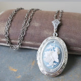 Butterfly Cameo Locket Necklace