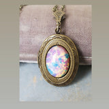 Vintage Opal Locket Necklace