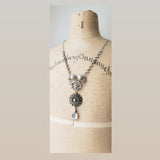 1880's Cut Steel Button Long Necklace