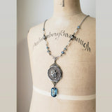 1880's Floral Paris Button Long Necklace