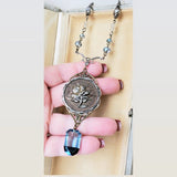 1880's Floral Paris Button Long Necklace