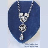 1880's Cut Steel Button Long Necklace
