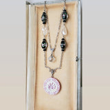 Vintage Glass Button Long Necklace