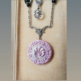 Vintage Glass Button Long Necklace