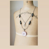 Vintage Glass Button Long Necklace