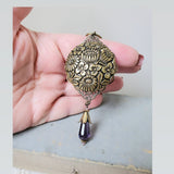 1880's Floral Paris Button Long Necklace