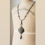 1880's Floral Paris Button Long Necklace