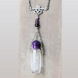 Vintage Glass Perfume Bottle Long Necklace