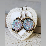 Glass Button Earrings