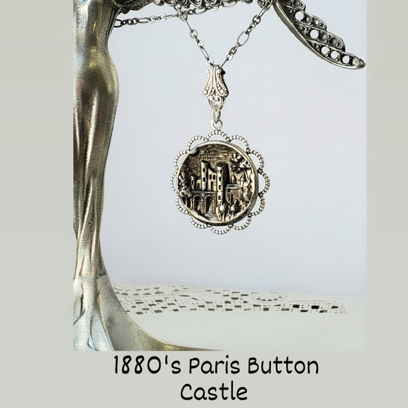 1880's Paris Castle Button Necklace