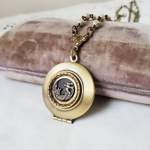 1880's Paris Bird Button - Locket Necklace