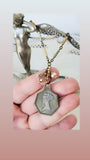 Vintage French Medal and Watch Fob Chain Necklace