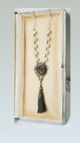 1880's Paris Floral Button - Long Necklace