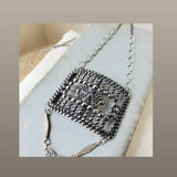 1880's French Cut Steel Buckle Long Necklace