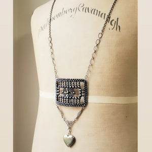 1880's French Cut Steel Buckle Long Necklace