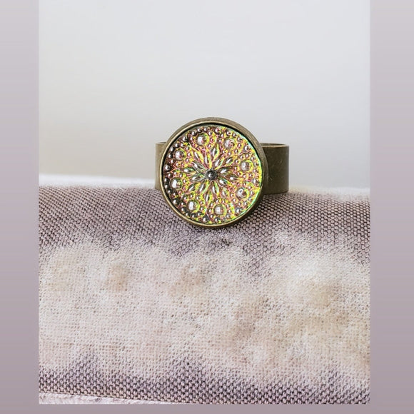 Glass Button Ring