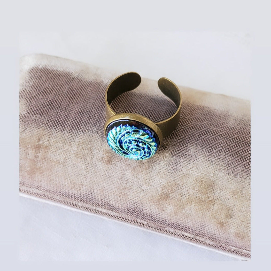 Glass Button Ring – Vintage Button Jewelry By Krista Moss