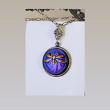 Dragonfly Glass Button Necklace