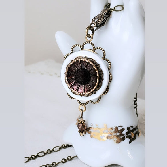 Amelia Louis Vuitton Vintage Button Pendant Necklace - Modern Vintage Creations