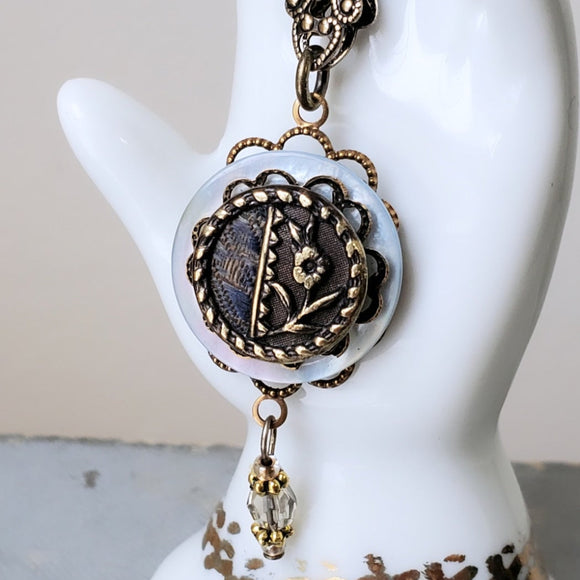 Perfume Button Necklace - 1860's Civil War Era