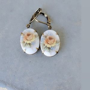 Vintage Floral Cameo Earrings
