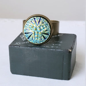 Glass Button Ring